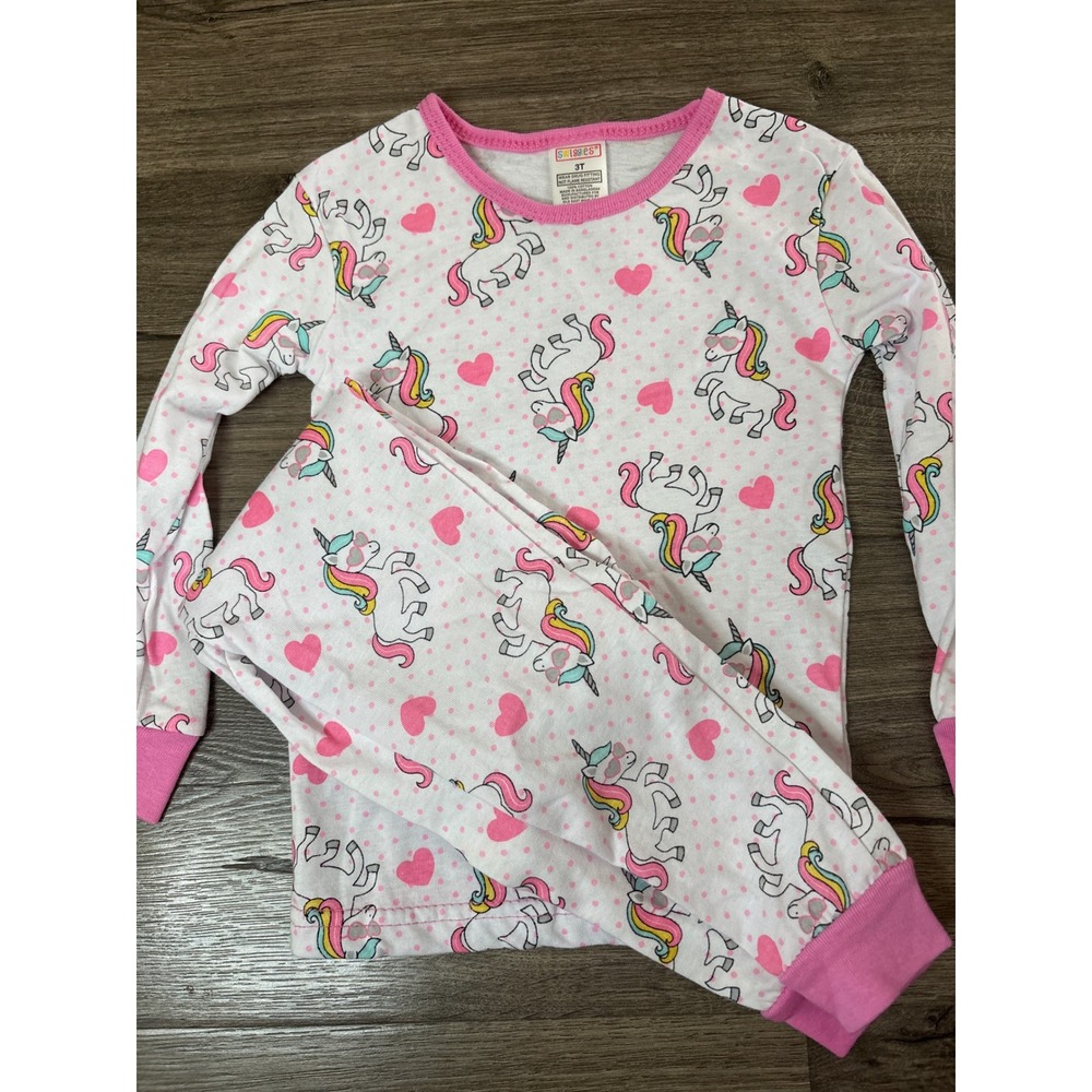 Swiggles‎ Toddler Girls 3T Unicorn Heart Pajamas Set 2 pieces